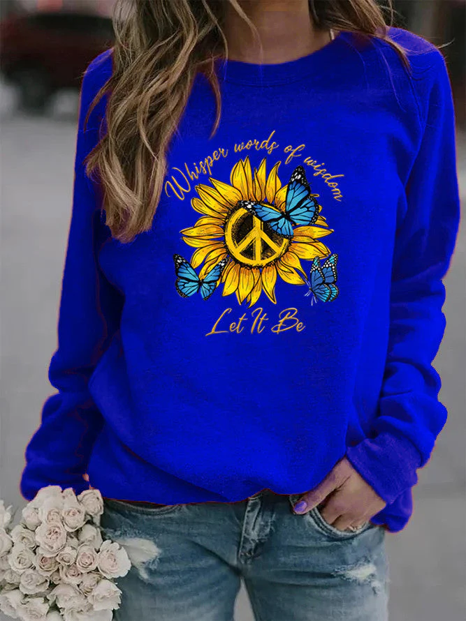 Damen Sweatshirt mit künstlerischem Sonnenblumen- und Schmetterlingsdesign - Image 9
