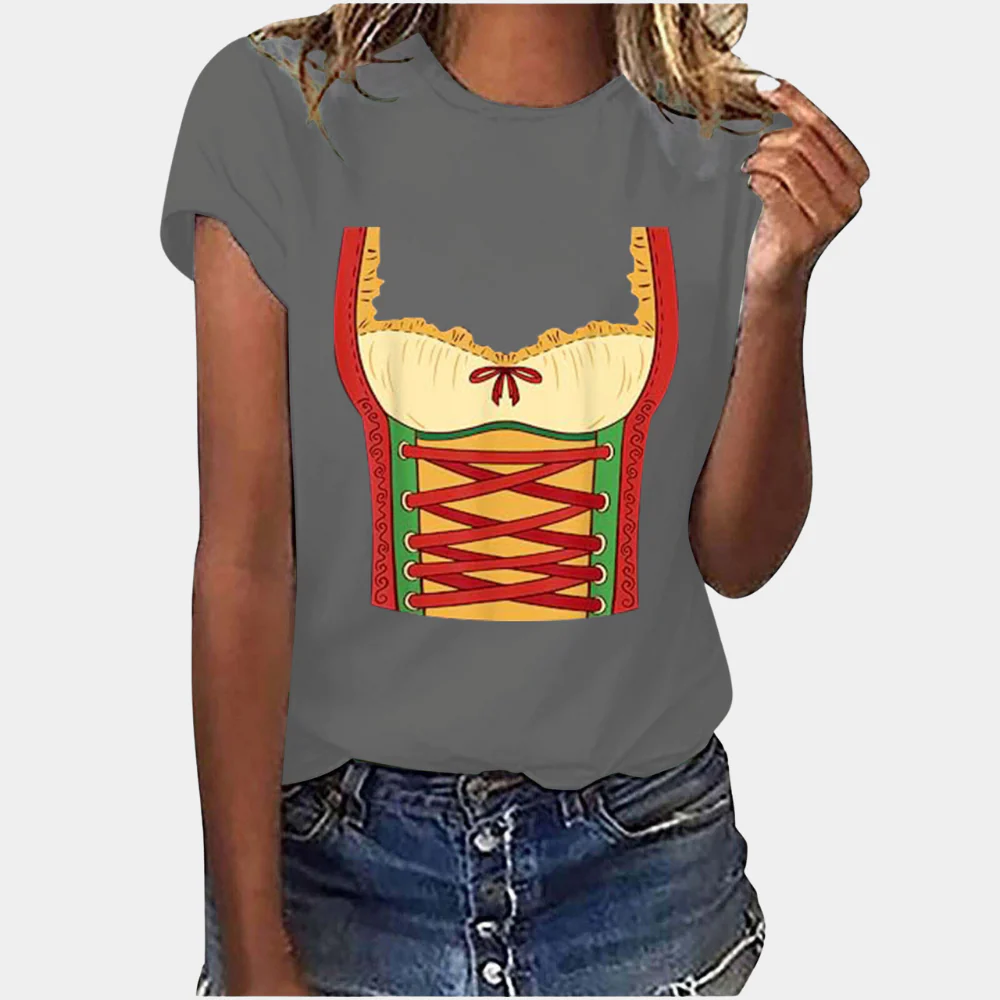 Damen T-Shirt mit Oktoberfest-Bedrucken | Kurzarm
