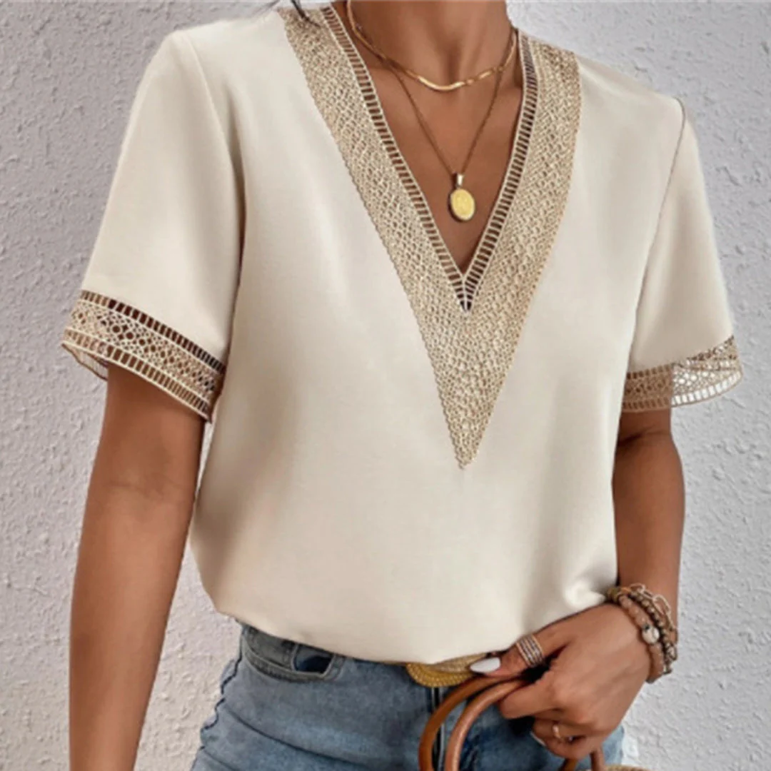 Damen-T-Shirt mit V-Ausschnitt – reguläre Passform und vielseitiger Stil - Image 5