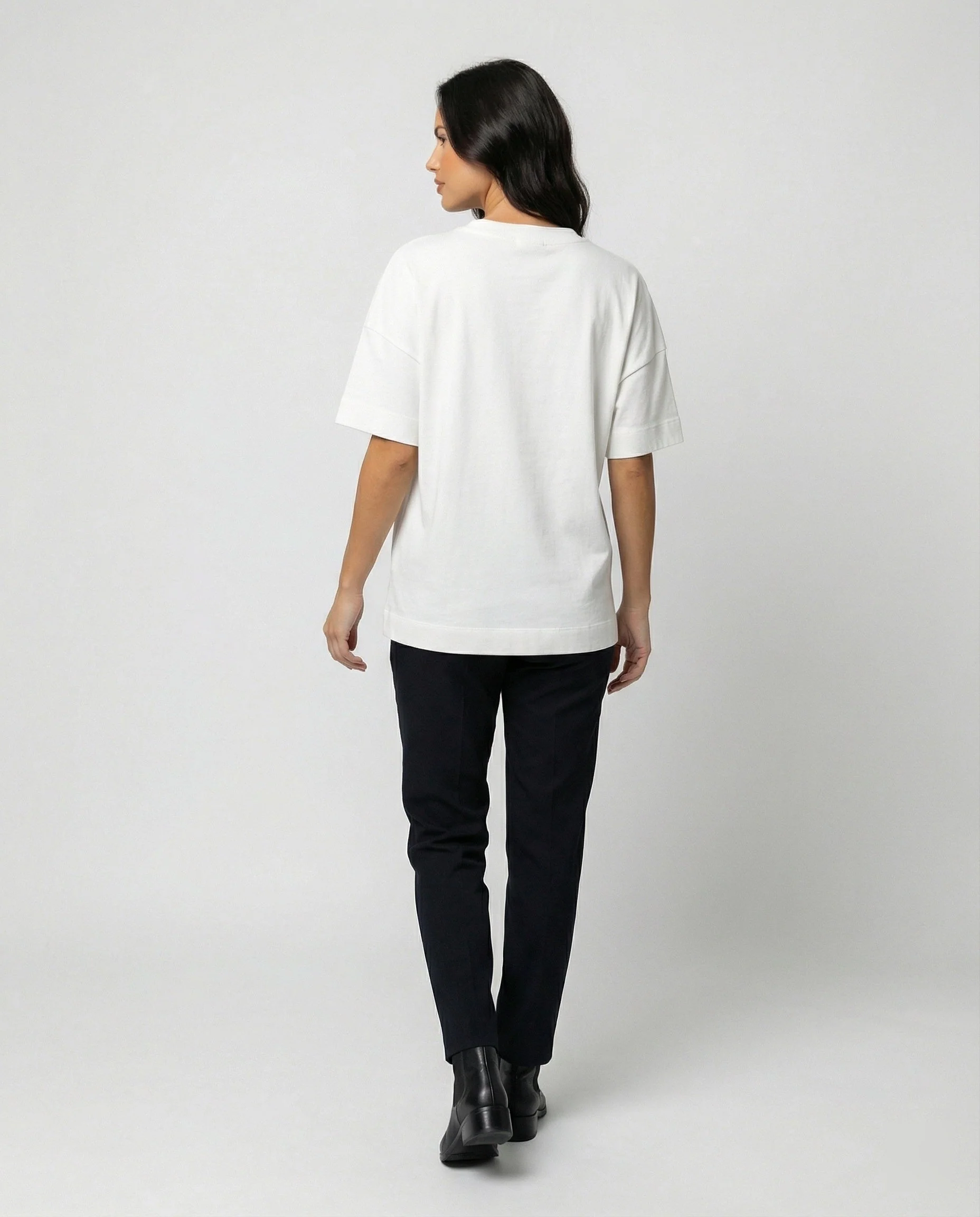 Damen T-Shirt Slim Fit Baumwolle Kurzarm Rundhals Schwarz Weiß - Image 3