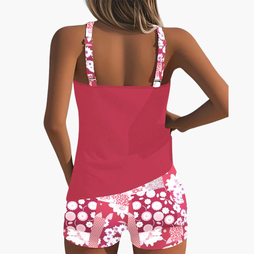 Damen Tankini-Badeanzug-Set mit Blumendruck und Racerback-Ausschnitt - Image 3