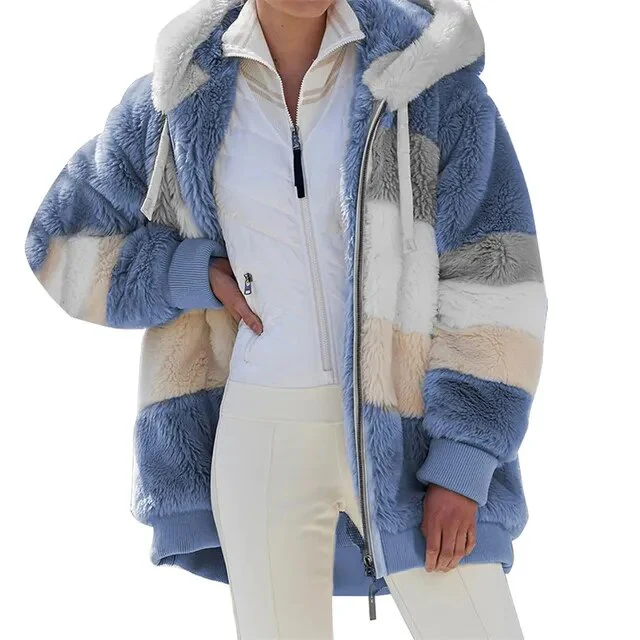 Damen Teddy Mantel mit Kapuze - Image 10