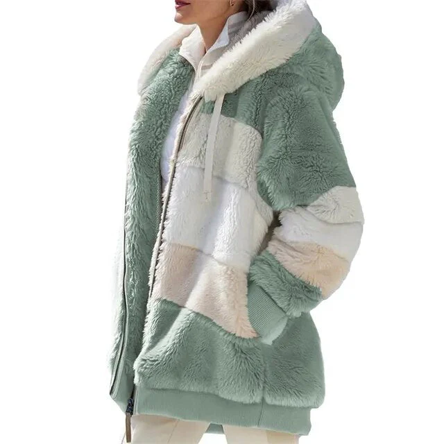 Damen Teddy Mantel mit Kapuze - Image 11