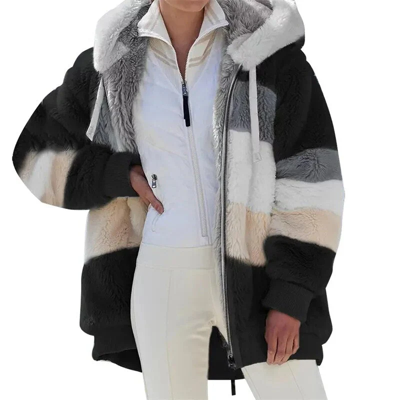 Damen Teddy Mantel mit Kapuze - Image 2