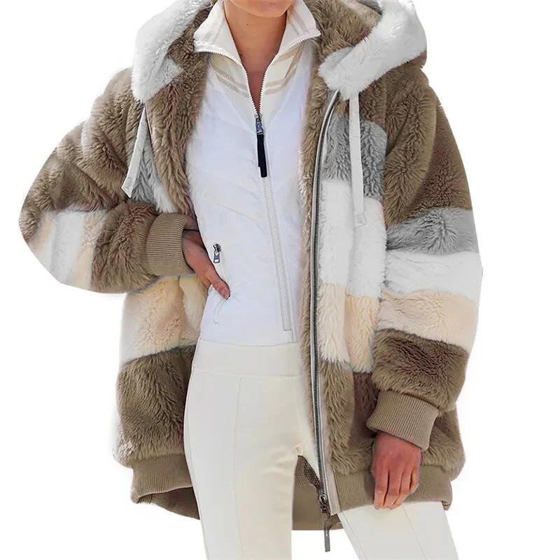 Damen Teddy Mantel mit Kapuze - Image 4