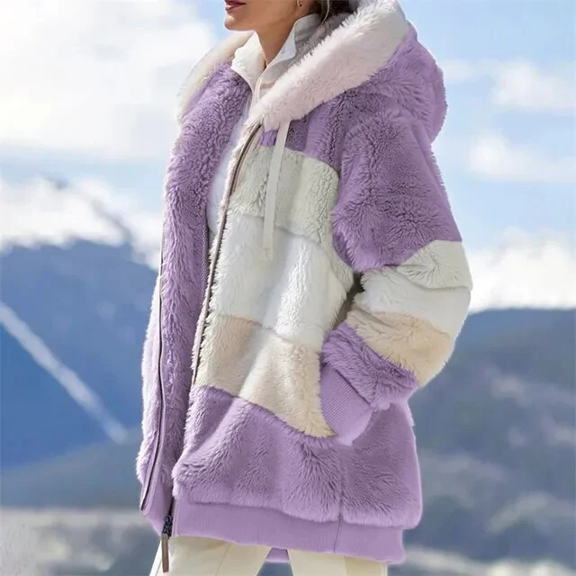 Damen Teddy Mantel mit Kapuze - Image 7