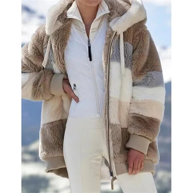 Damen Teddy Mantel mit Kapuze - Image 8