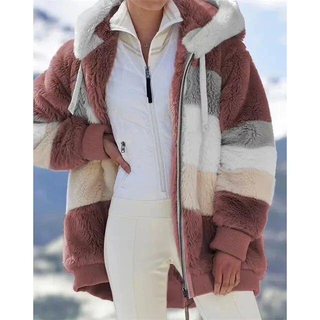 Damen Teddy Mantel mit Kapuze - Image 9