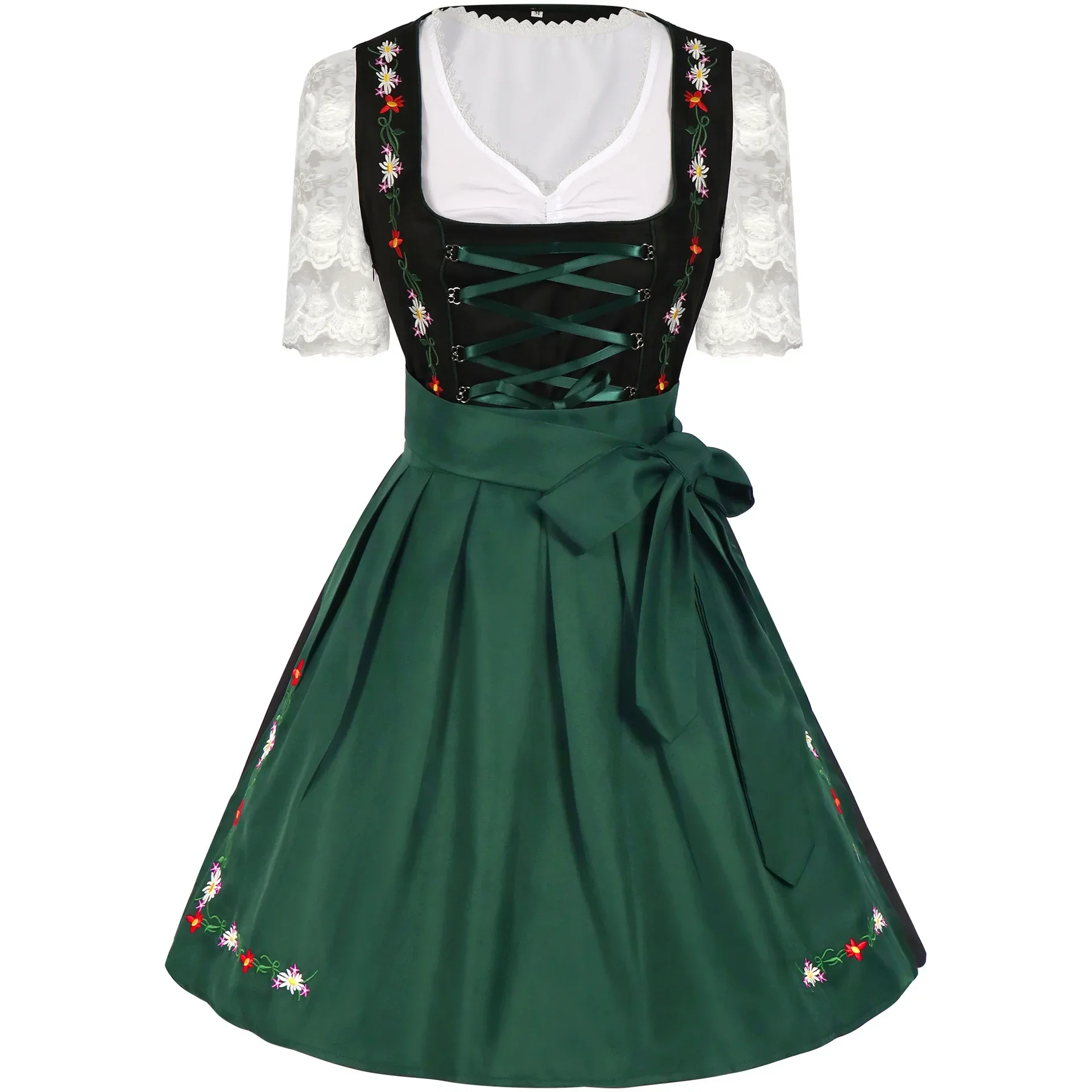Damen Traditionell Grün und Schwarz Oktoberfest Dirndl Kleid - Image 3