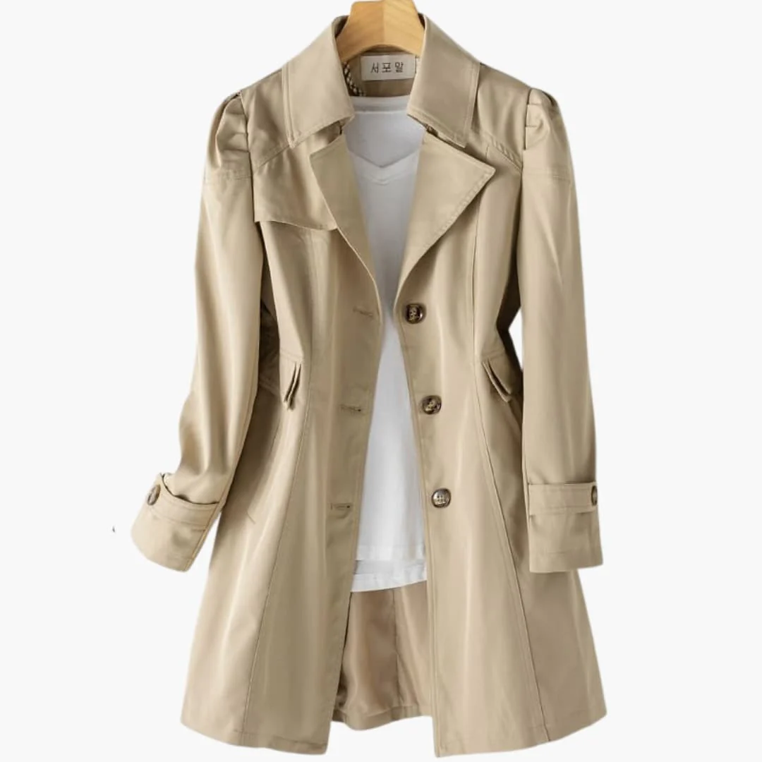 Damen Trenchcoat mit doppelt-knöpfigem Verschluss und verstellbarer Taille - Image 2