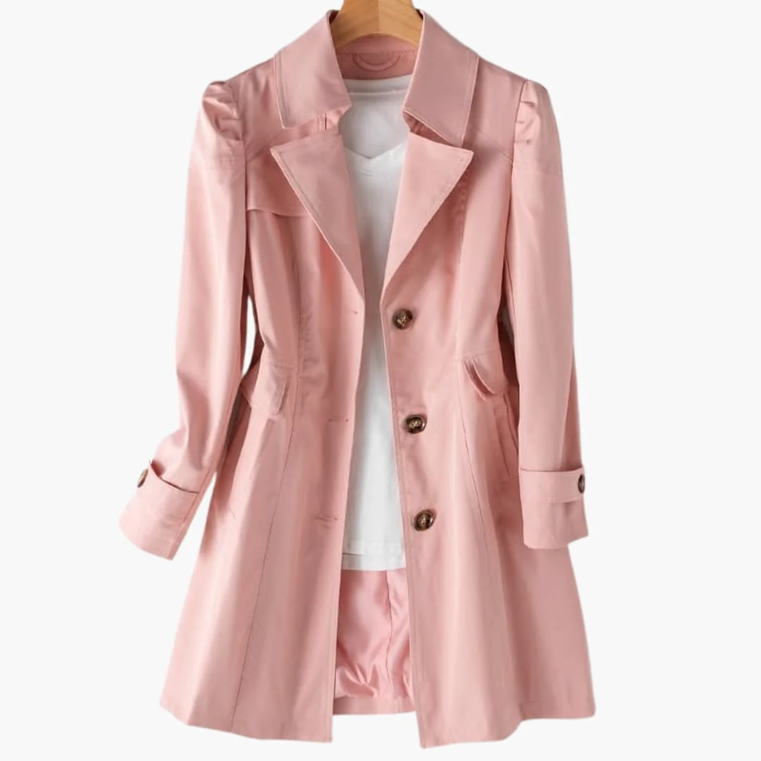Damen Trenchcoat mit doppelt-knöpfigem Verschluss und verstellbarer Taille - Image 3