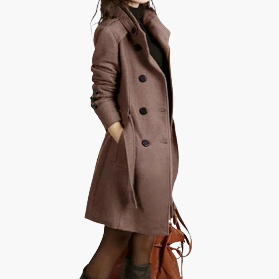 Damen Trenchcoat mit Gürtel und doppelten Knöpfen - Image 2