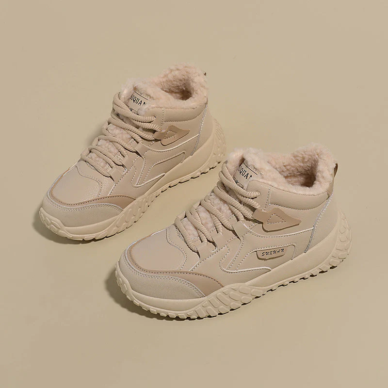 Damen trendige High-Top Sneakers mit weichem Fleece-Futter und rutschfester Laufsohle