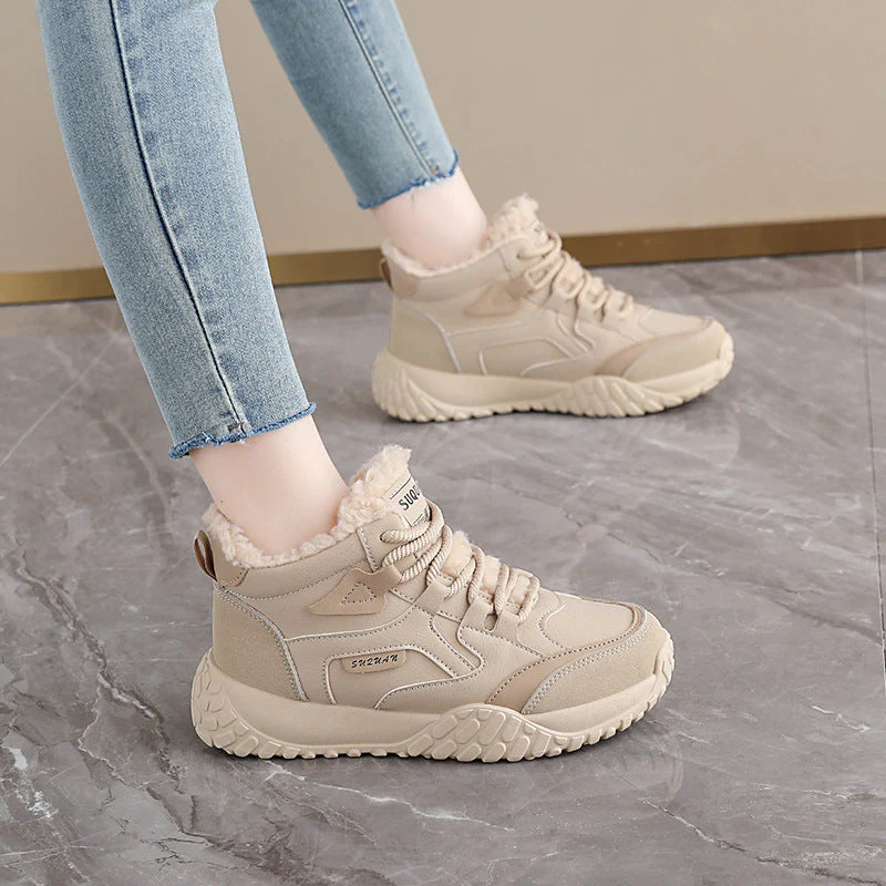 Damen trendige High-Top Sneakers mit weichem Fleece-Futter und rutschfester Laufsohle - Image 2