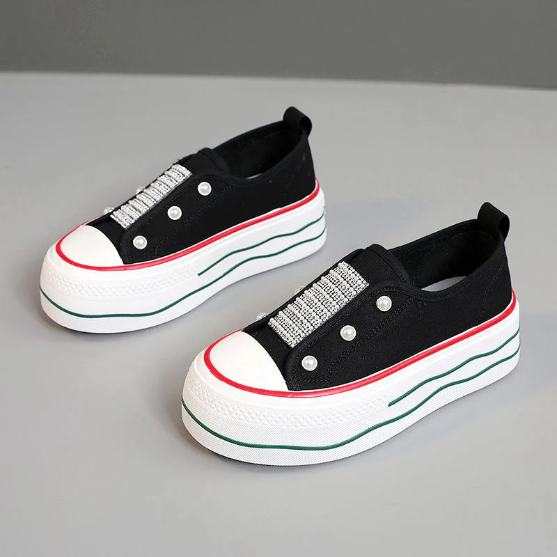 Damen trendige Slip-On Sneakers mit Glitzer-Applikationen - Image 6