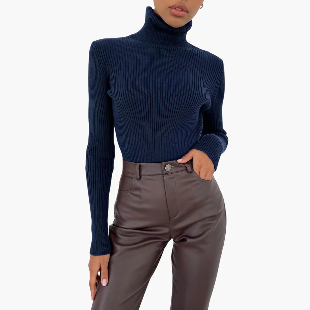 Damen Turtleneck Pullover mit gerippten Bündchen und Saum - Image 10