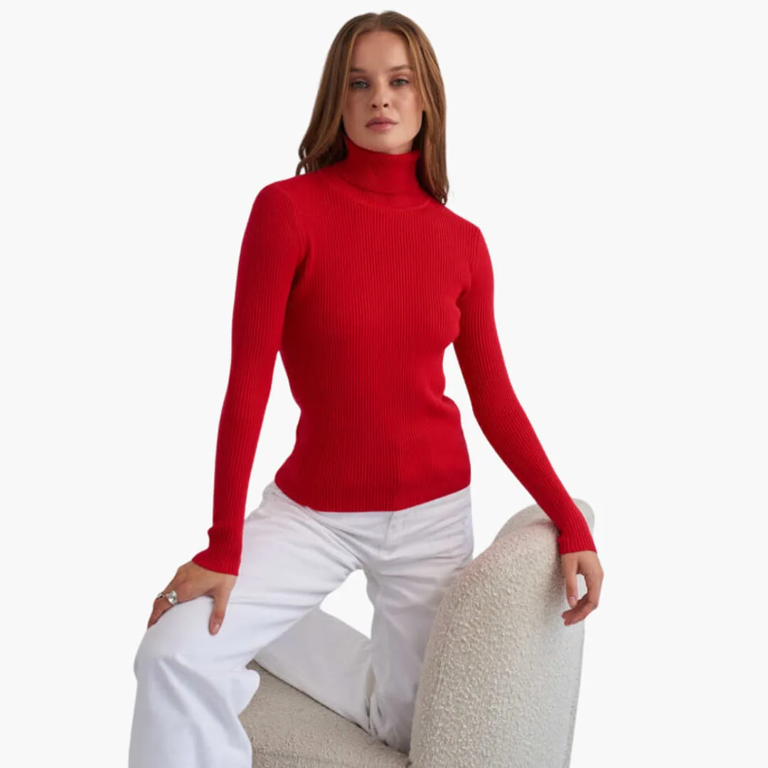 Damen Turtleneck Pullover mit gerippten Bündchen und Saum - Image 20