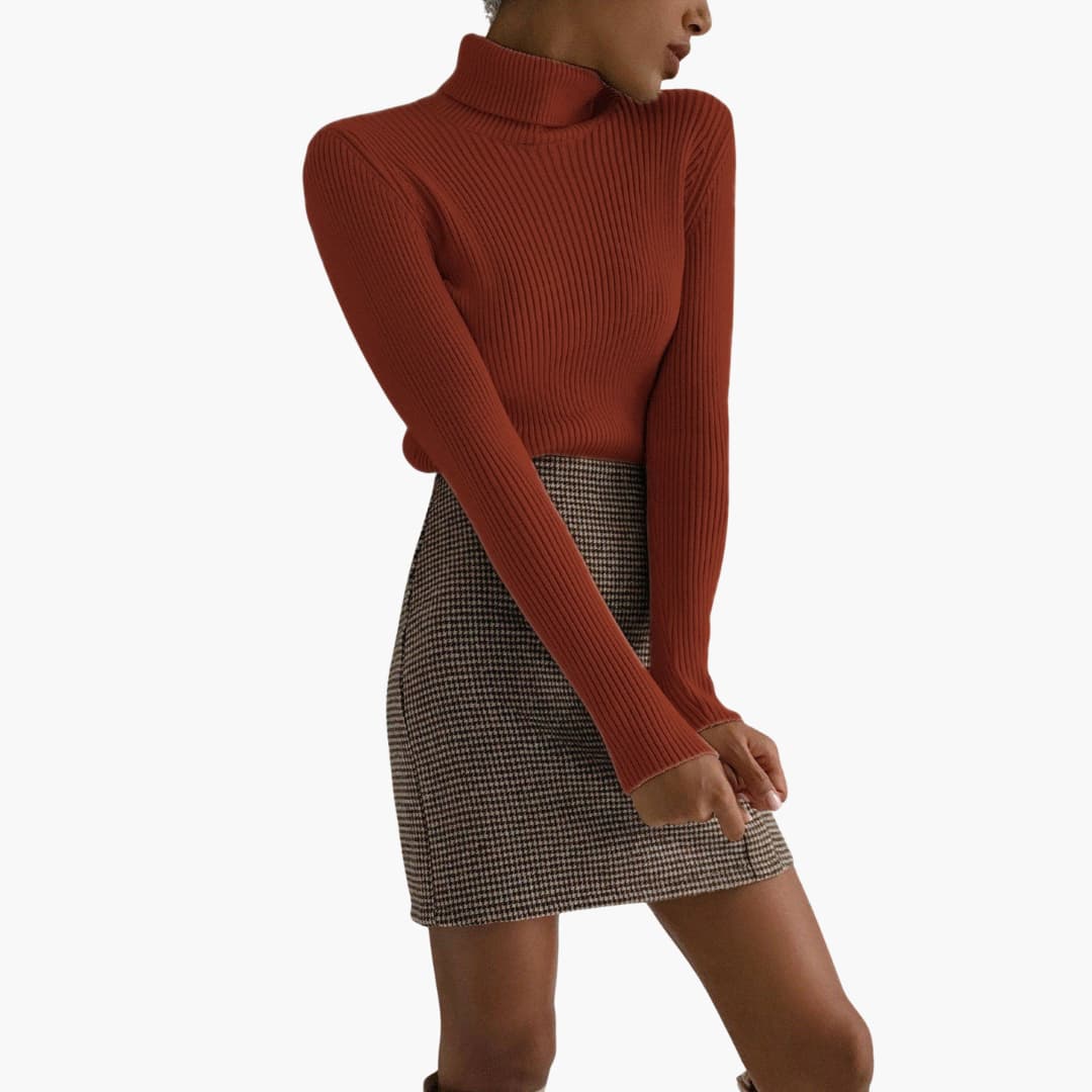 Damen Turtleneck Pullover mit gerippten Bündchen und Saum - Image 6