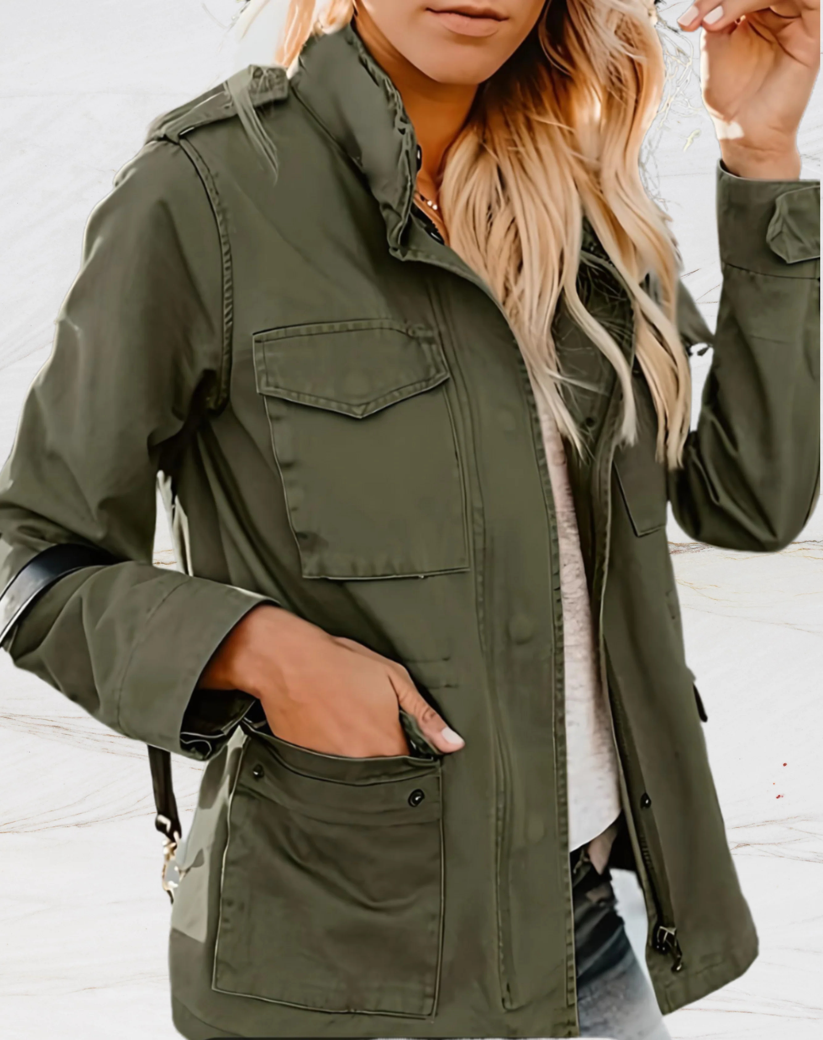 Damen Übergangsjacke Casual Jacke | Leicht Mit Taschen - Image 2
