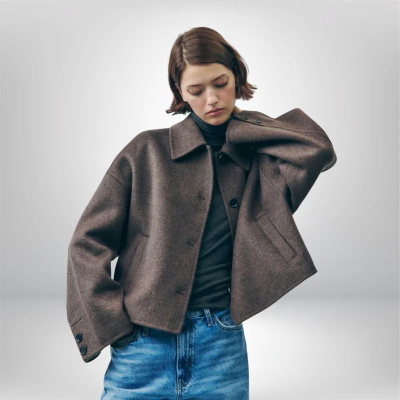 Damen Übergangsjacke Kurz Mantel | Oversized Elegant - Image 4