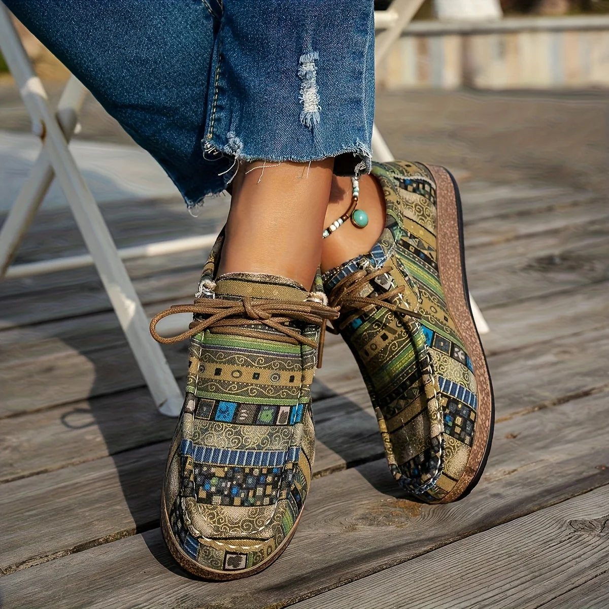 Damen Vintage Geometrisch Gedruckte Schuhe - Image 5