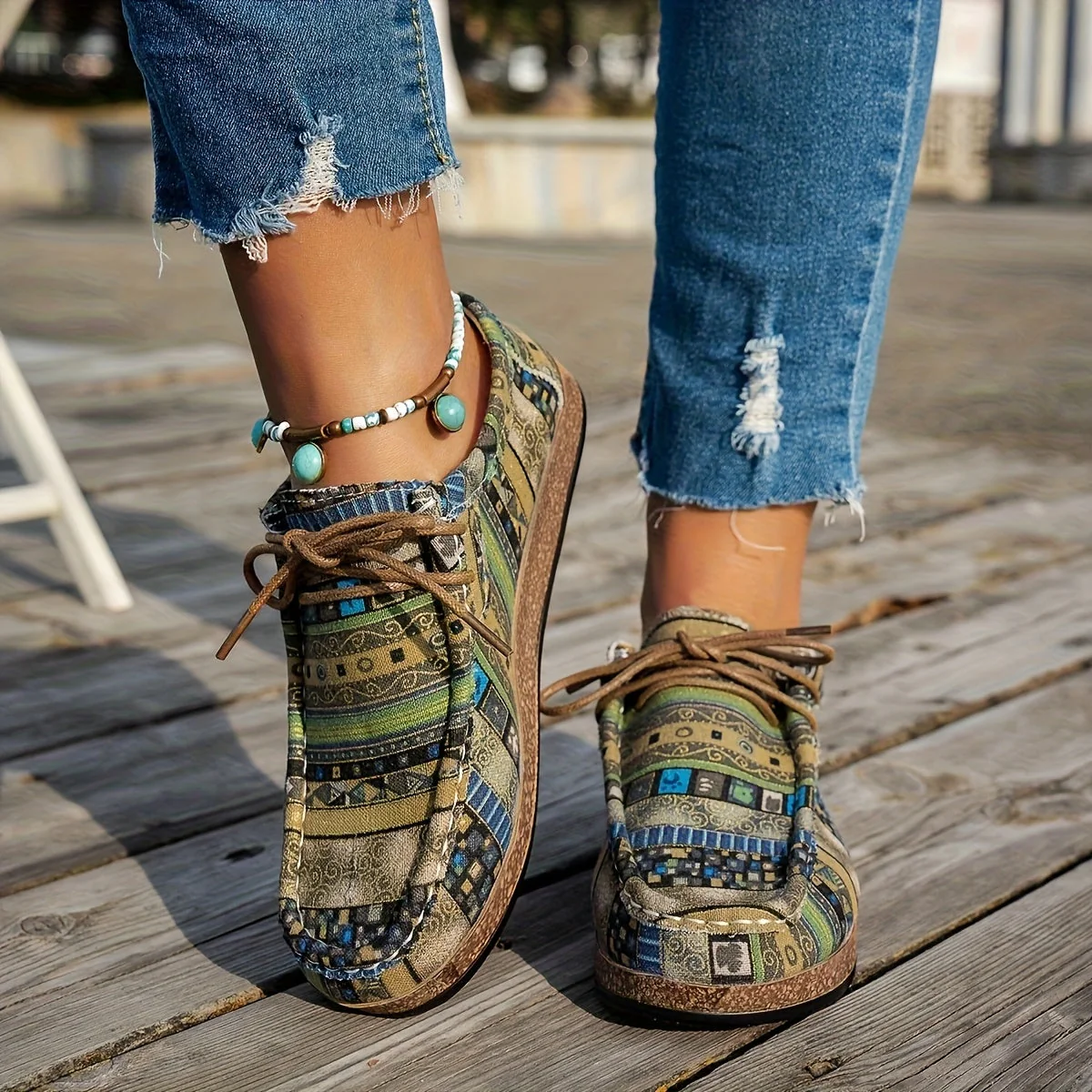 Damen Vintage Geometrisch Gedruckte Schuhe - Image 6