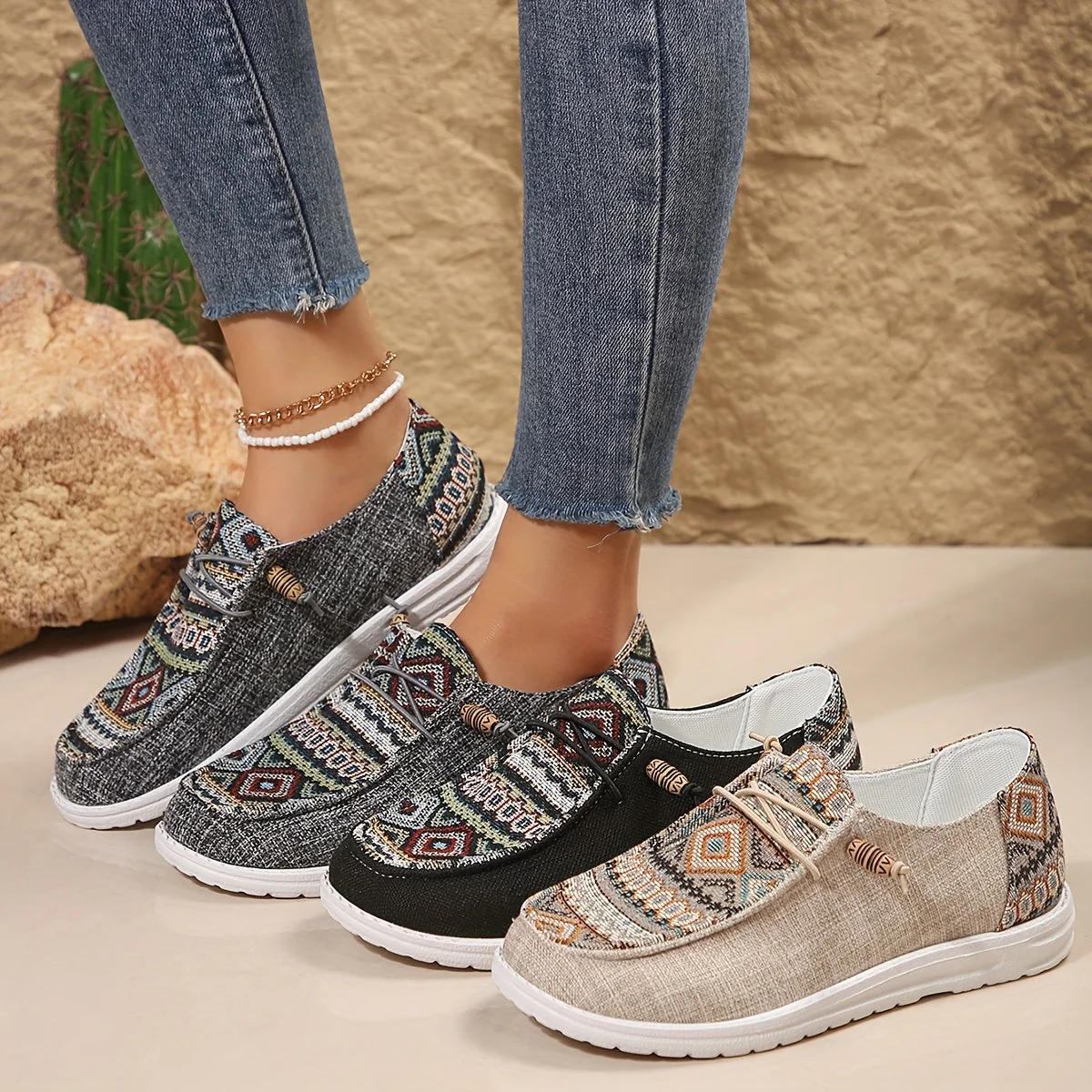 Damen Vintage Geometrische Schuhe - Image 2