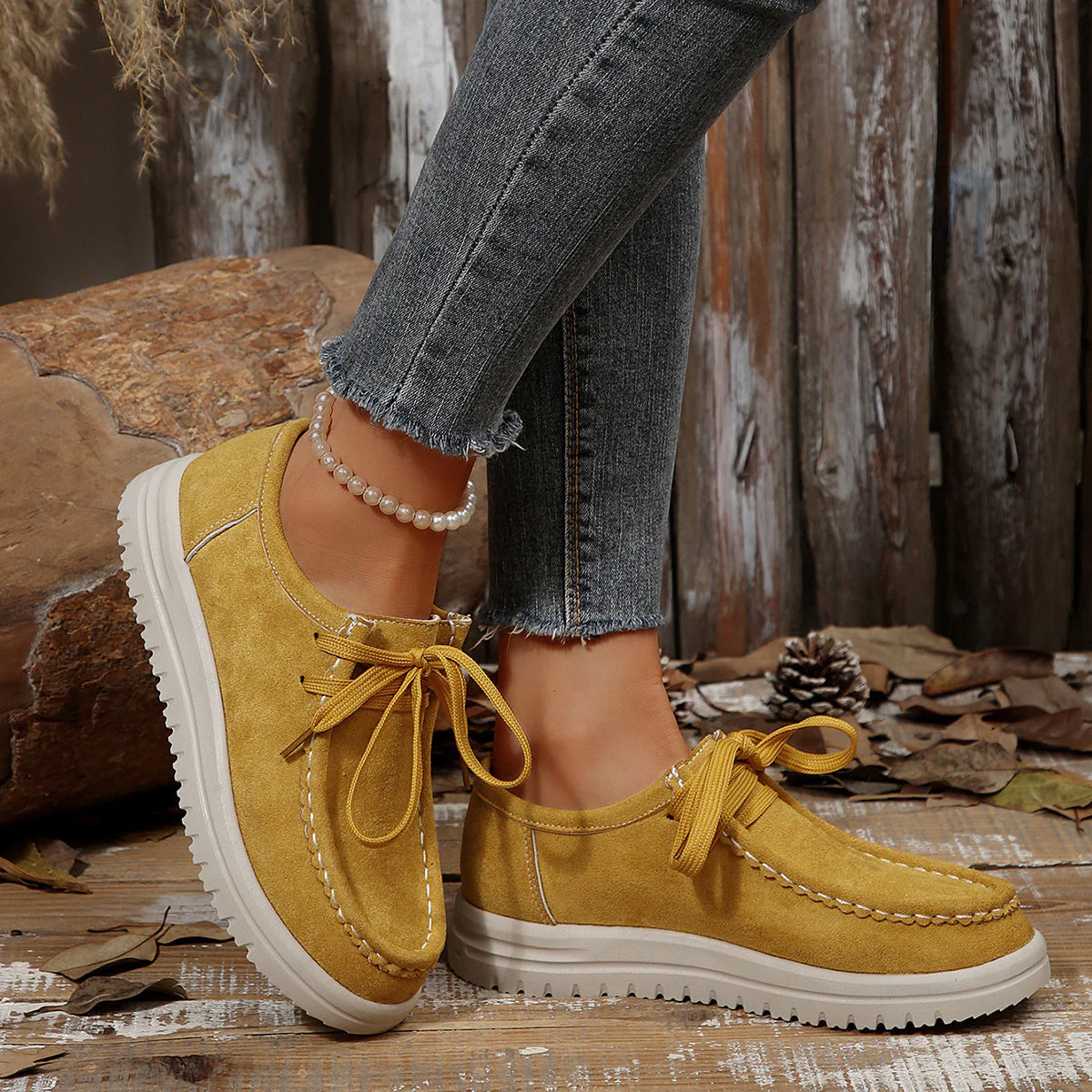 Damen Vintage Schnür-Mokassinschuhe - Image 5