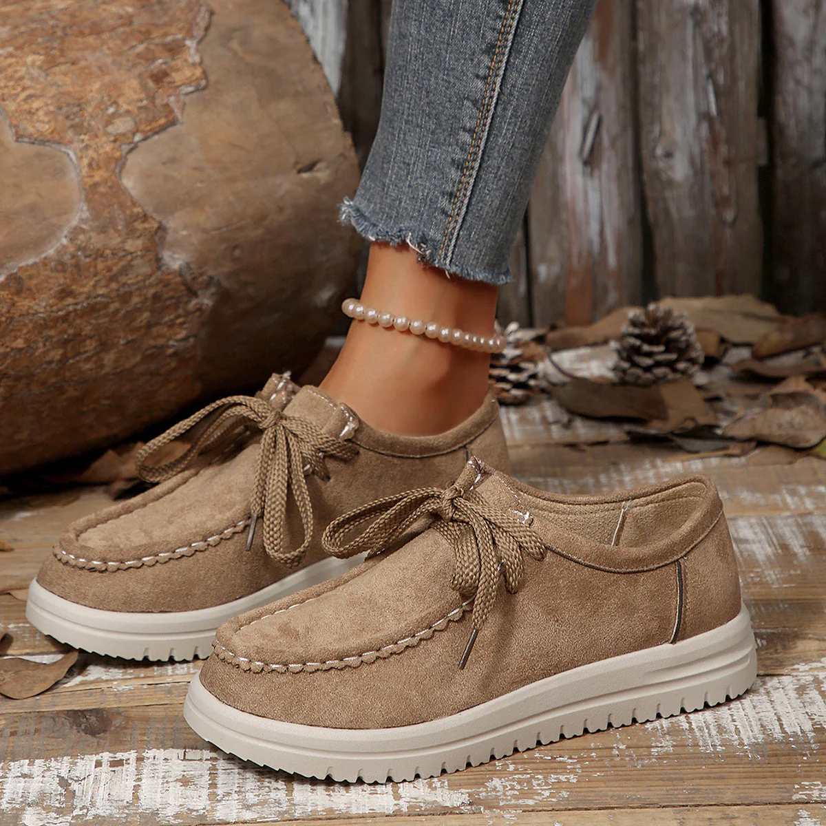 Damen Vintage Schnür-Mokassinschuhe - Image 6