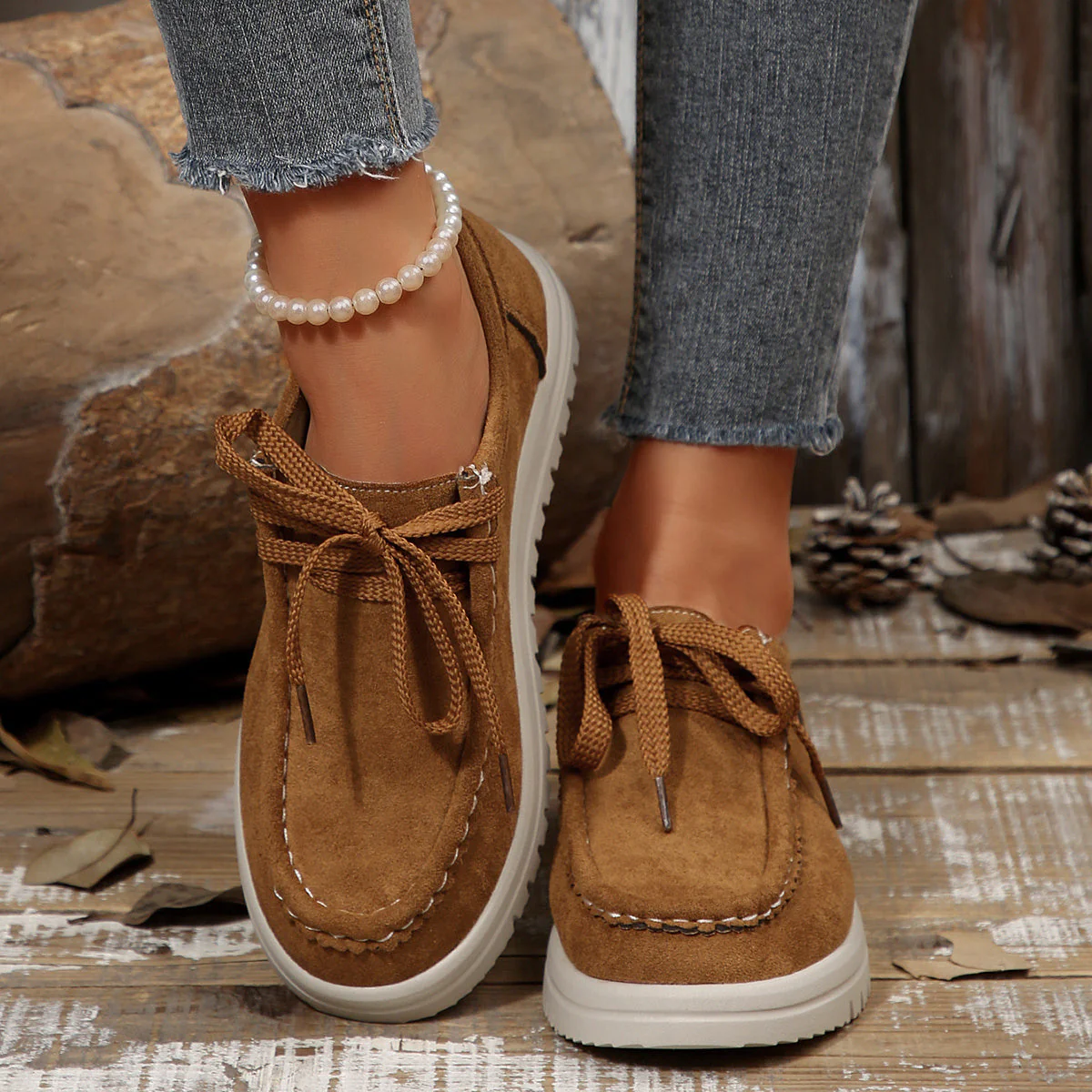 Damen Vintage Schnür-Mokassinschuhe - Image 9