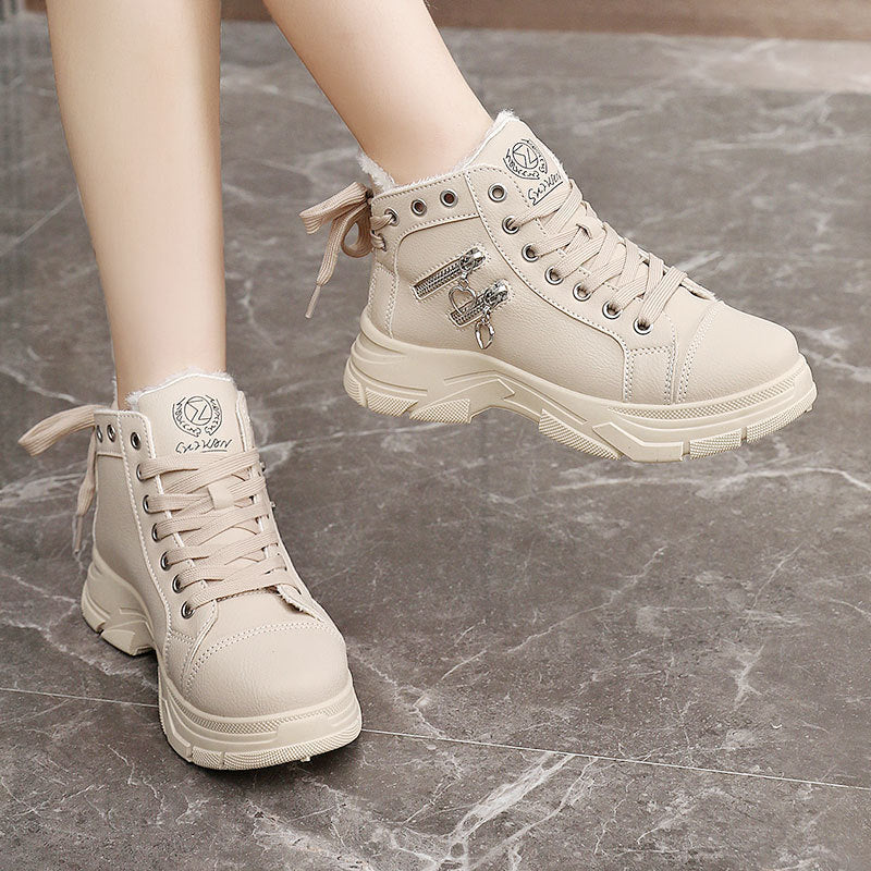 Damen warme High-Top Sneakers mit flauschigem Innenfutter und modischem Design - Image 2