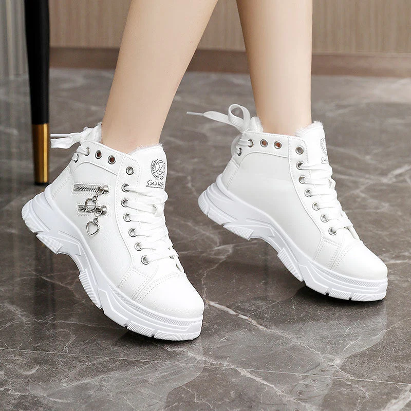 Damen warme High-Top Sneakers mit flauschigem Innenfutter und modischem Design - Image 3
