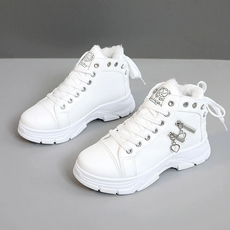 Damen warme High-Top Sneakers mit flauschigem Innenfutter und modischem Design - Image 5