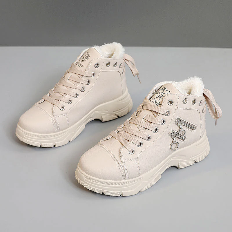 Damen warme High-Top Sneakers mit flauschigem Innenfutter und modischem Design - Image 6