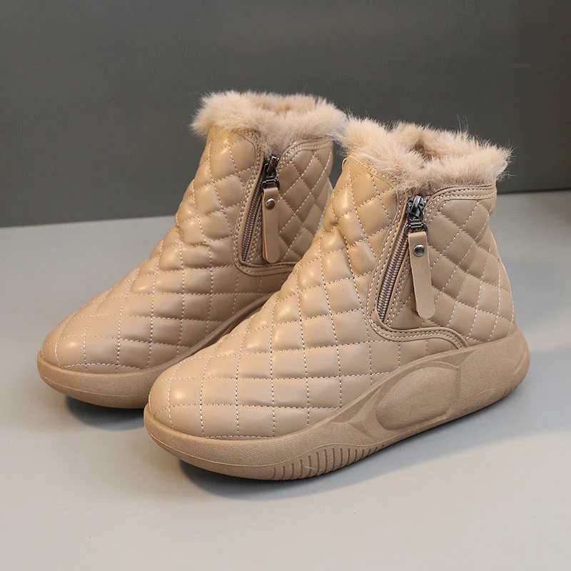 Damen warme Winterstiefel mit modischer Steppung und praktischem Reißverschluss