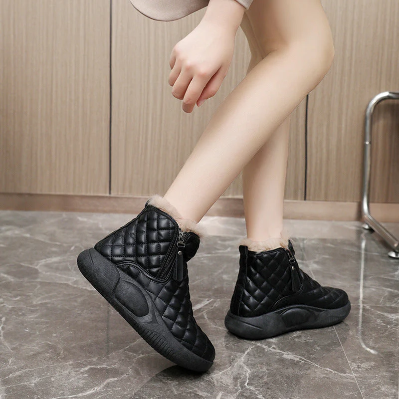 Damen warme Winterstiefel mit modischer Steppung und praktischem Reißverschluss - Image 3