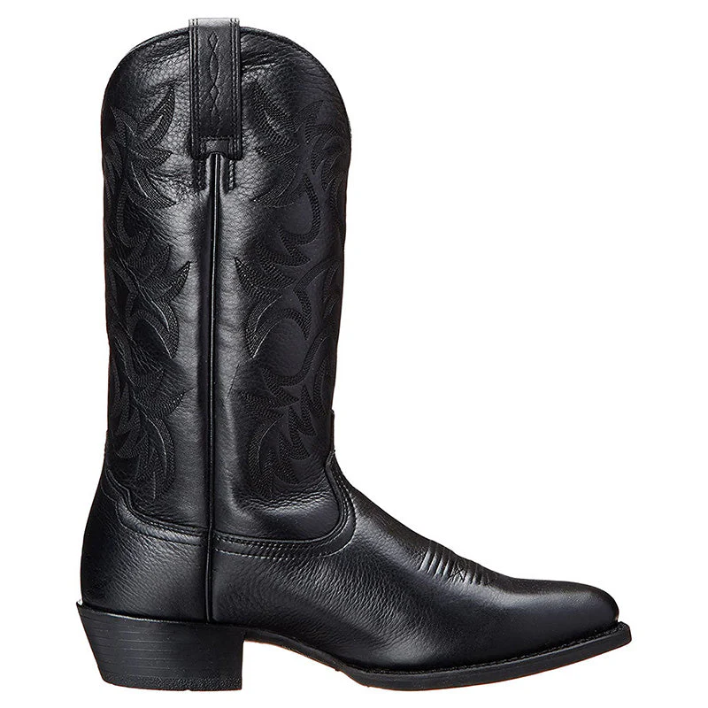 Damen Western-Cowboystiefel in Mittlerer Höhe mit Spitzem Zehenbereich und Dekorativer Ziernaht