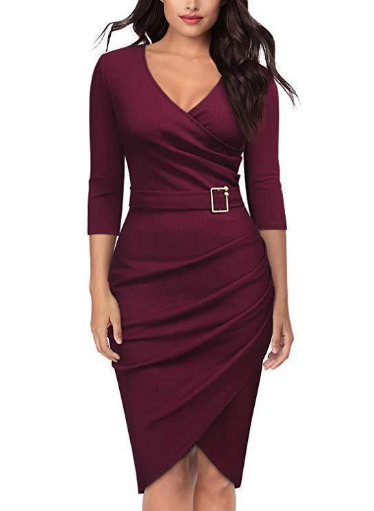 Damen Wickelkleid mit raffinierten Raffungselementen und eleganter Gürtelschnalle - Image 7