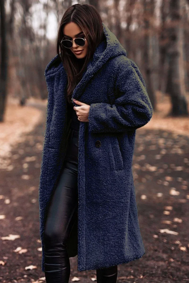 Damen Winter Kapuze Weich Langer Mantel | Warme