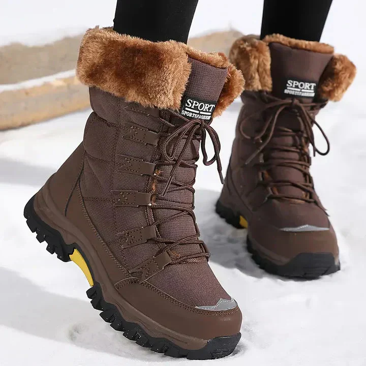 Damen Winter-Schnürstiefel mit Fellkragen und Anti-Rutsch-Sohle - Image 3