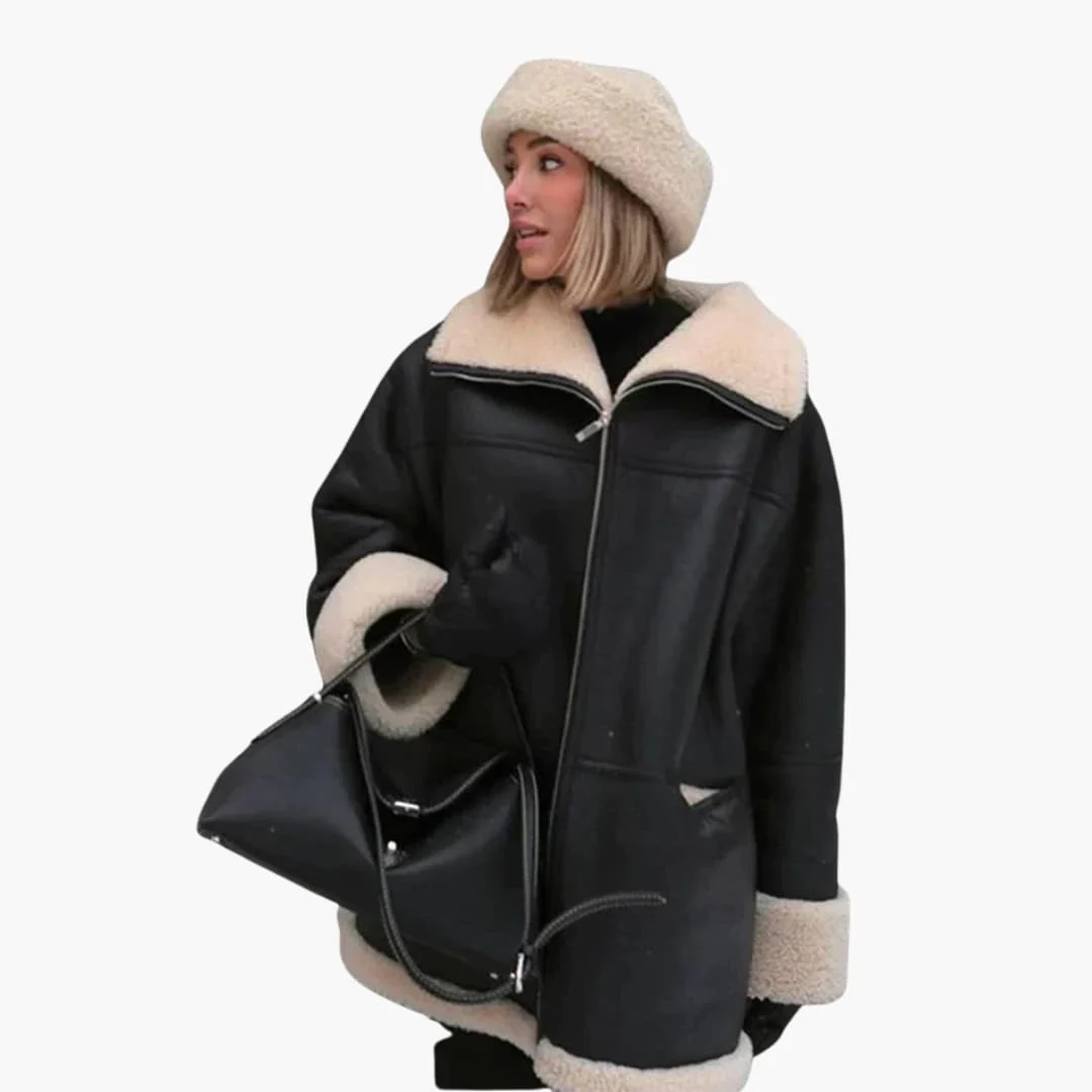 Damen Winterjacke mit breitem Kragen und Reißverschluss - Image 2