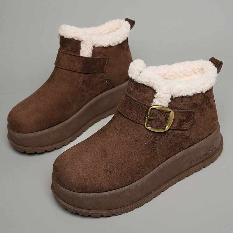 Damen Winterstiefel mit hochwertigem Fleece-Innenfutter und modischer Schnalle