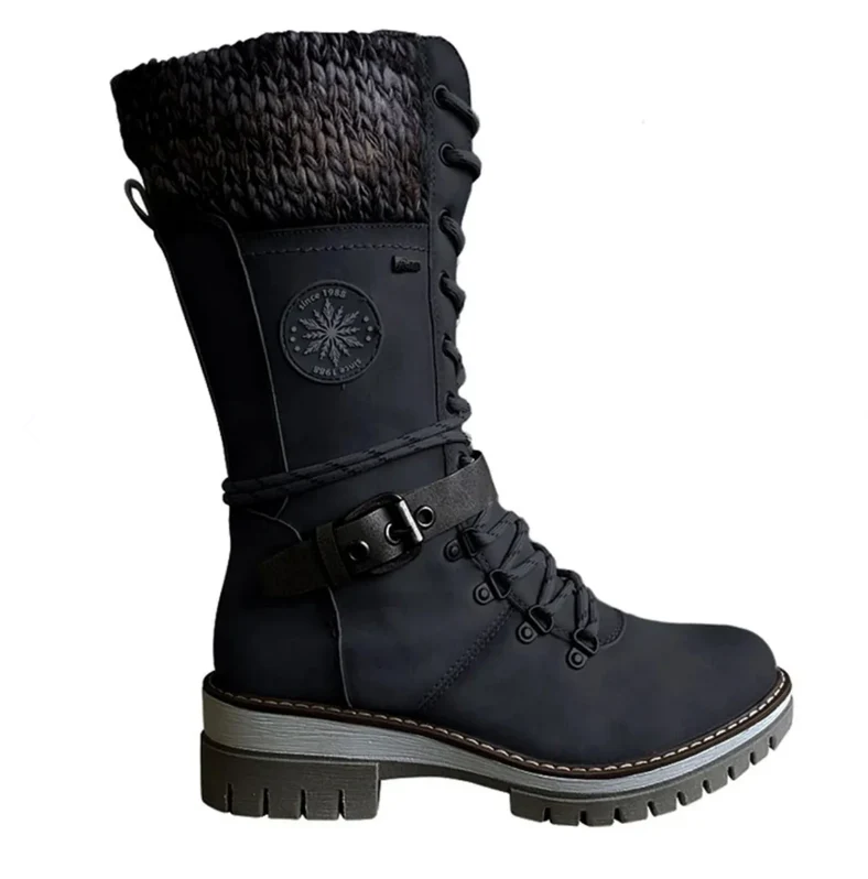 Damen-Winterstiefel mit seitlichem Reißverschluss | Gestrickter Bund - Image 2