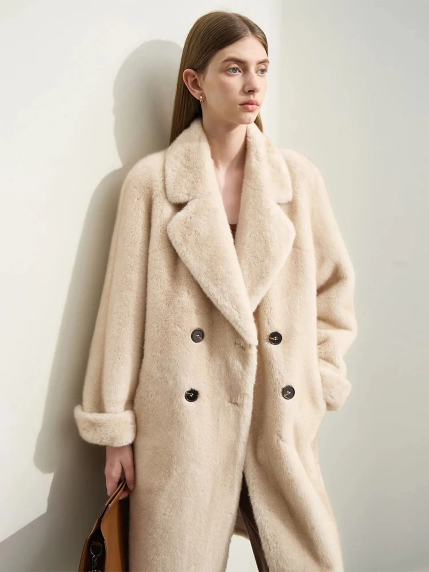 Damen Wollmantel Doppelt Geöffnet Eleganter Stil für Wintermode