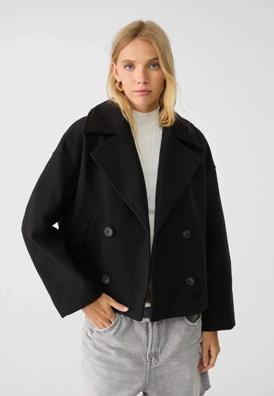 Damen Zweireihige Kurzjacke mit Breitem Reverskragen - Image 2