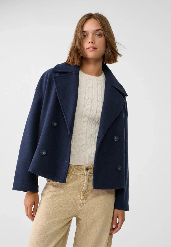 Damen Zweireihige Kurzjacke mit Breitem Reverskragen - Image 5
