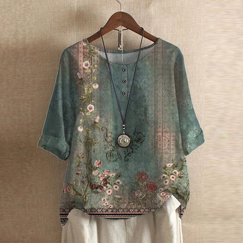 Brigitte | Damen Bluse Blumenmuster Lockere Passform – Blumenbluse Locker Sommer 2026