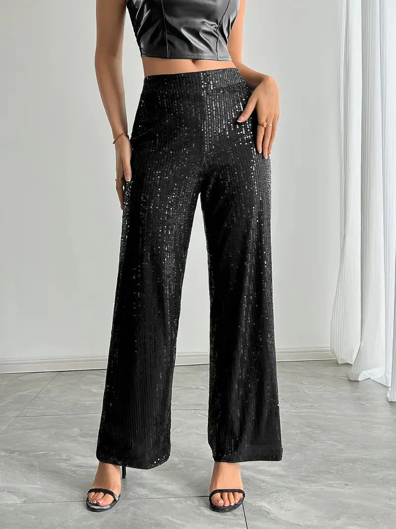 Damenweite Beinhose Festlich Pailletten Glamour - Image 4