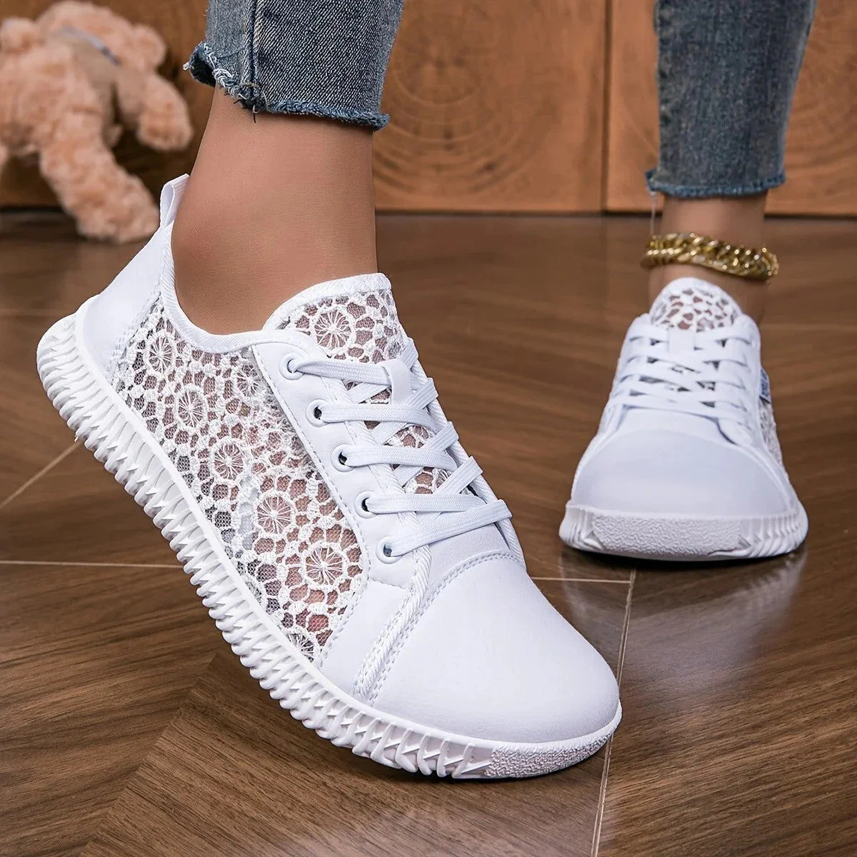 Damskie | Atmungsaktive Slip-On-Mokassins aus Mesh für Damen