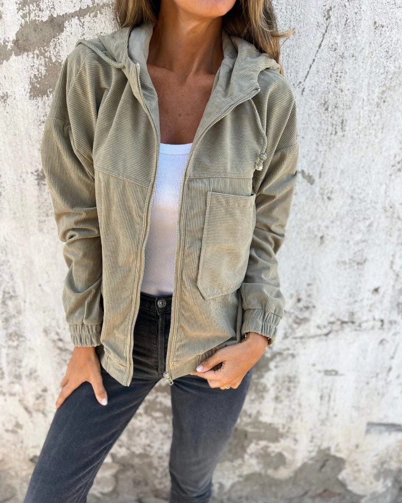 Danna | Cordjacke mit Kapuze und Reißverschluss - Image 3
